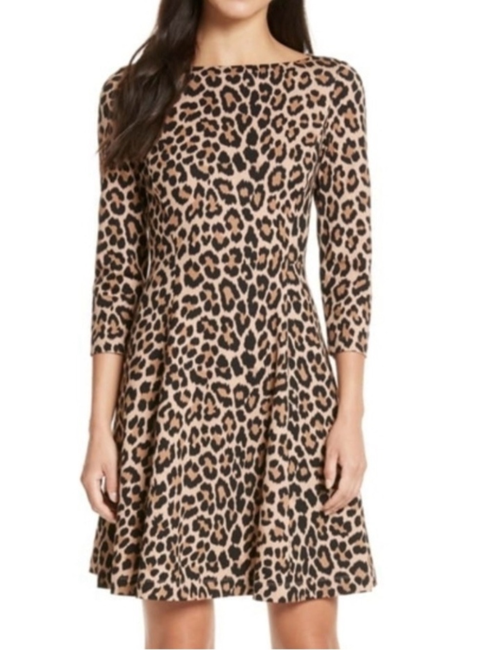 Kate Spade 3/4 Sleeve  Leopard Mini Dress - Sz 12 - Fit & Flare Transitional